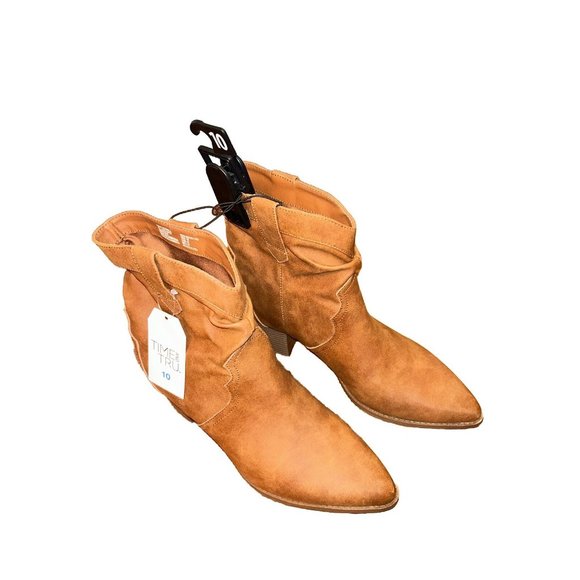 Time & Tru Women’s Western Slouch Boots Size 10 Cognac - Picture 1 of 3